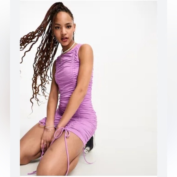 Levi’s Orchid Purple Jamie Ruched Stretch Mini Dress Size Large NWT - Picture 5 of 16